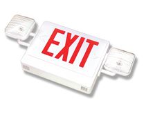 Combination Emergency Lighted Exit Sign with Round Emergency Lights (PLC450)